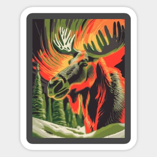 Moose in the Borealis Sticker